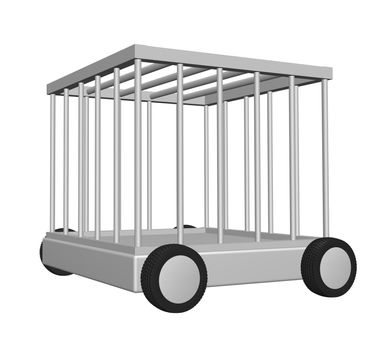 cage on wheels - 3d illustration