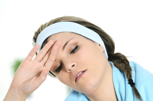 attractive young woman taking a break after sport