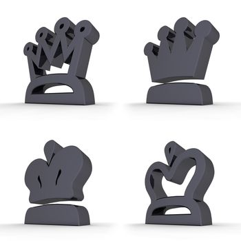 four different crown symbol designs in black