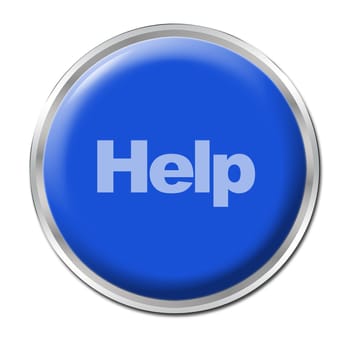 blue round button with the word help