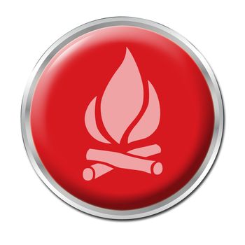 Red round button with the symbol of Fire