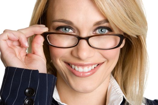 Beautiful smiling woman wearing glasses