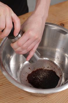 preparing of fresh home made salad sauce.