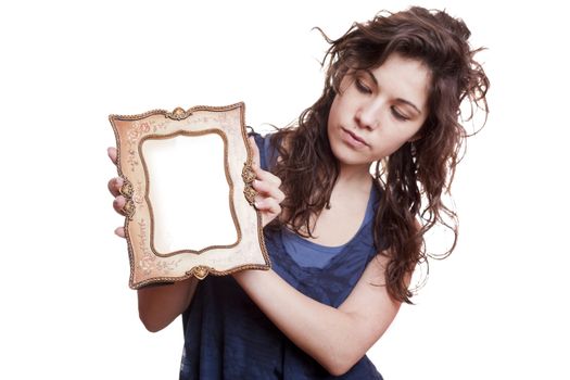 Woman holding an picture frame