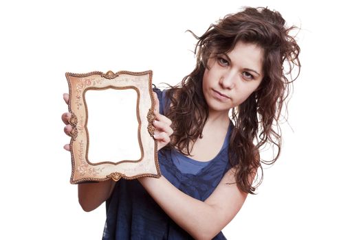 Woman holding an picture frame