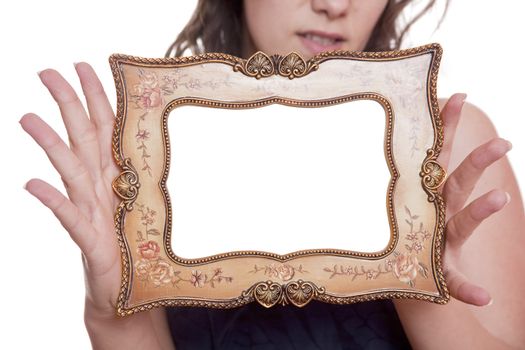 Woman holding an picture frame