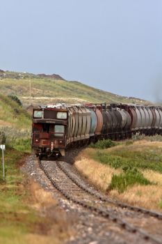 Old caboose on Saskatchewan railroad branch line