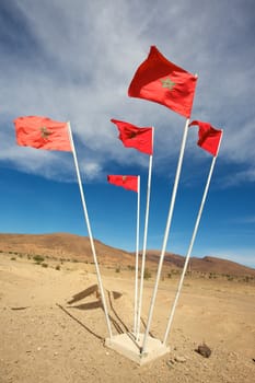 Moroccan flags in the south of Agadir
