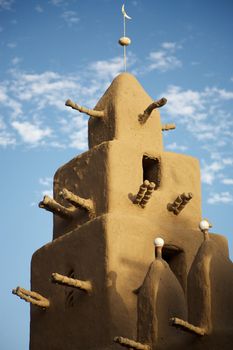 Roof of a mosque in The Bandiagara site with some beautiful Dogon architecture