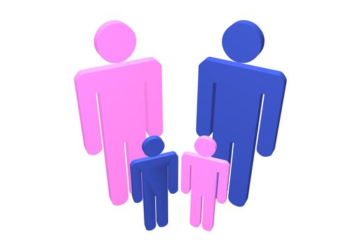Illustration of parents with two children