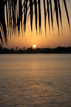 Sunrise in Saint Louis in Senegal with view on the river 