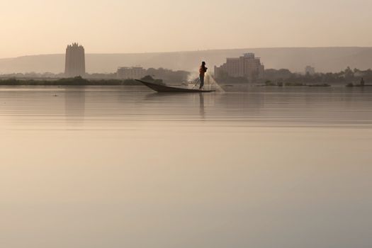 Romantic atmosphere at river Niger in Bamako - Mali.