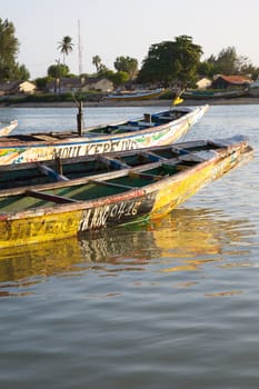 Fisher boats in the harbour of Saint Louis in Senegal