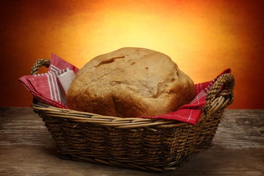 Close up of homemade bread in basket