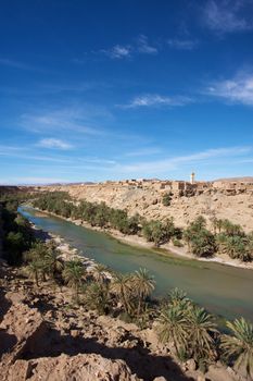 View of a wild landscape and desert in the south of Morocco