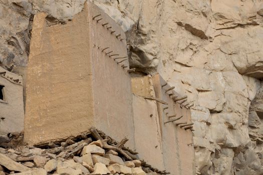 Detail of architecture in the Bandiagara site - an outstanding landscape of cliffs and sandy plateaux with some beautiful Dogon architecture