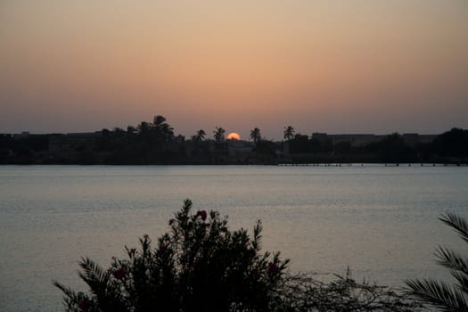 Sunrise in Saint Louis in Senegal with view on the river 