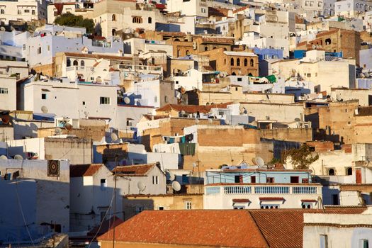 View of the village Chaouen or Chefchaouen in the Rif mountain in Morocco