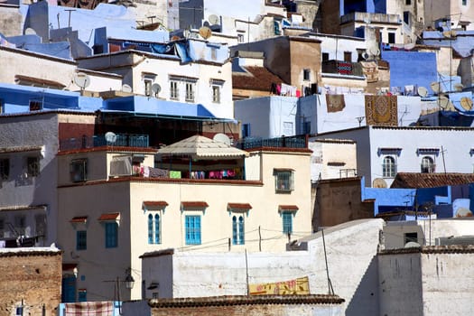 View of the village Chaouen or Chefchaouen in the Rif mountain in Morocco