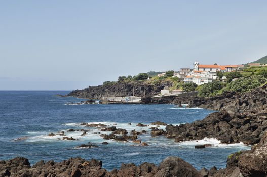 Volcanic coastline landscape of Pico island, Azores