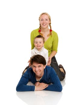 Happy Family with kid together isolated on white