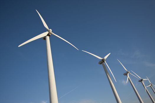 Dramatic Wind Turbine Farm in the Desert of California.