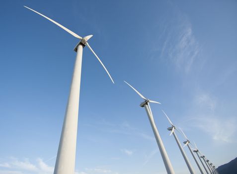 Dramatic Wind Turbine Farm in the Desert of California.