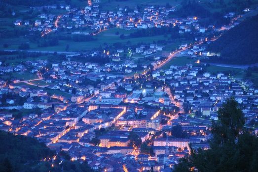 A night shoot of Borgo Valsugana from the Castle