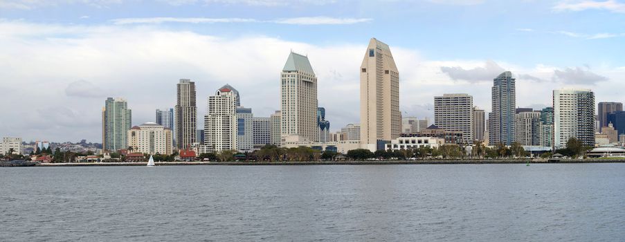 A view of San Diego skyline from Coronado island.
