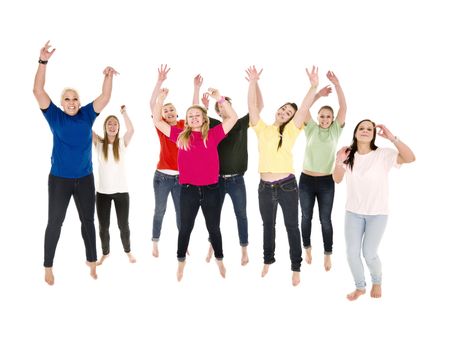 Jumping Happy People on white background