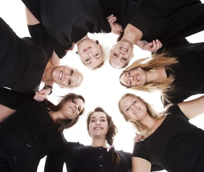 Group of Young Women from low angle view