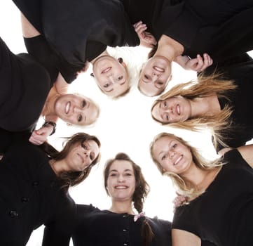 Group of Young Women from low angle view