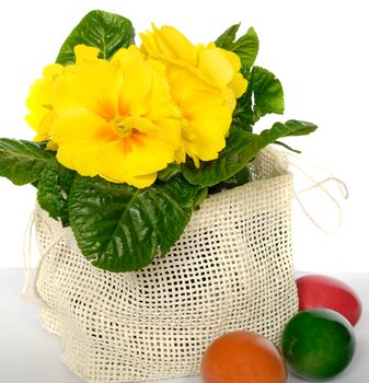 Flower and colored easter eggs
