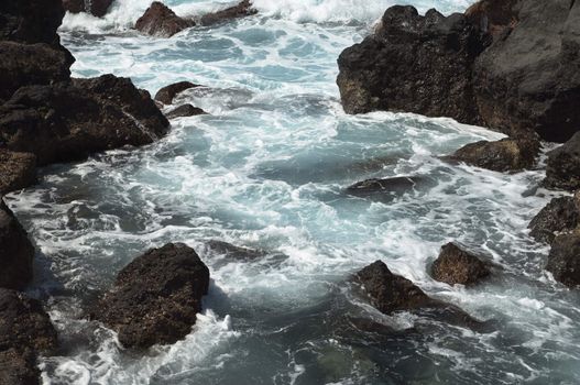 Water detail in volcanic cost, Pico, azores