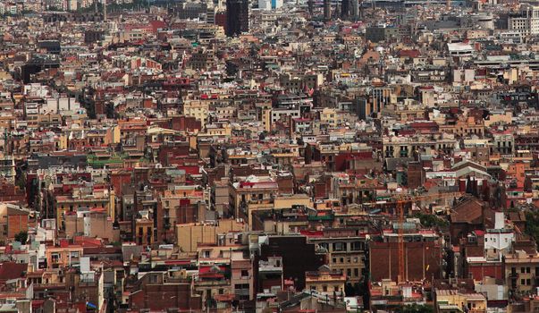 Aerial image of extremely crowded buildings in a big European city (Barcelona,Spain).