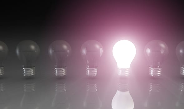 Creativity Concept with Light Bulb Glowing in 3d