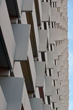 View on balconies of huge apartment building from the 70ths