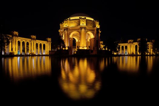 San Francisco Palace of Fine Arts Reflection by the Pond at Night 2