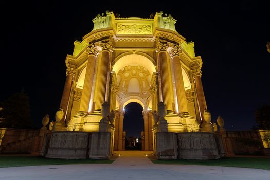 San Francisco Palace of Fine Arts Dome Monument Structure at Night