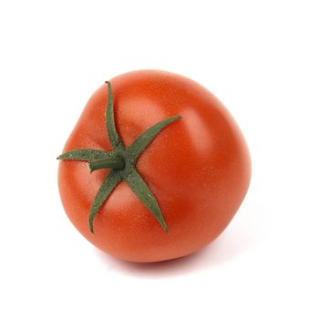 One red tomato isolated on white background