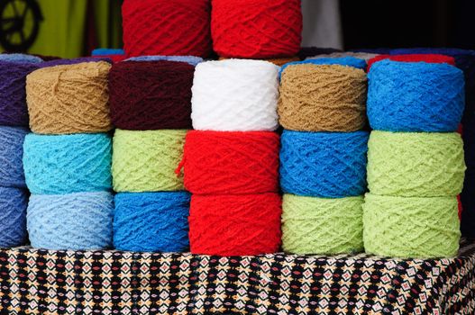 Colorful knitting yarns