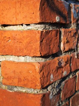 Corner of red bricks