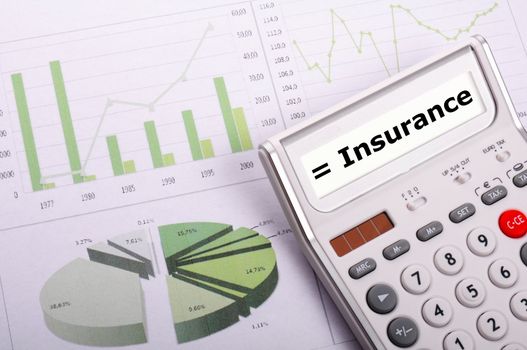 insurance or risk concept with calculator showing financial security