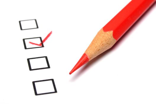 excellent or good marketing customer service survey with red pencil and checkbox