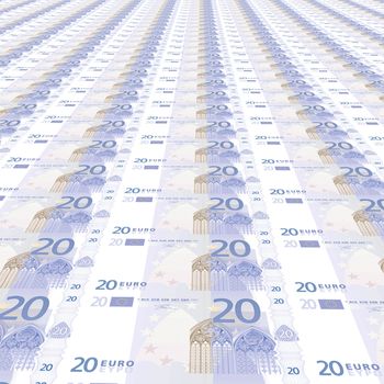 Endless rows of euro banknotes