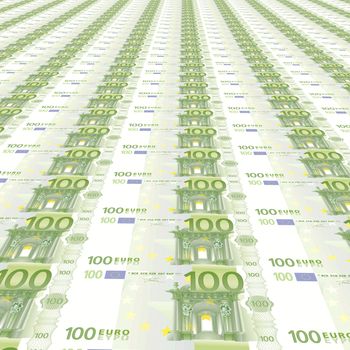 Endless rows of euro banknotes