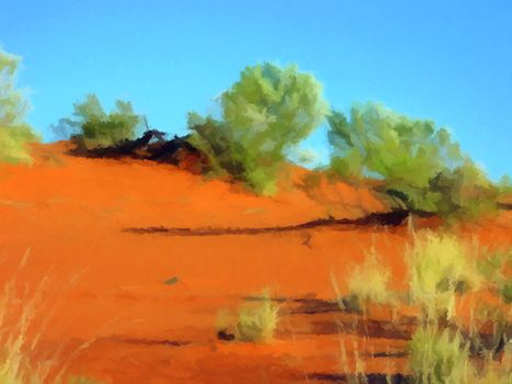 Red sand dune in the harsh outback Australia