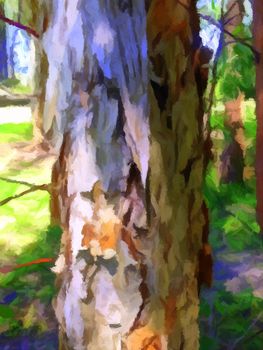 Painting of a paperbark tree in Australia