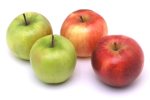 4 apples on white background