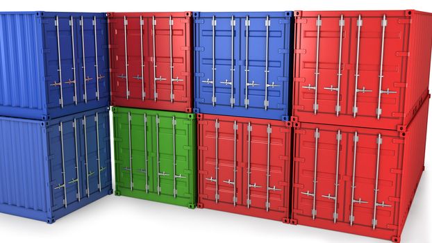 Many freight containers isolatrd on white background